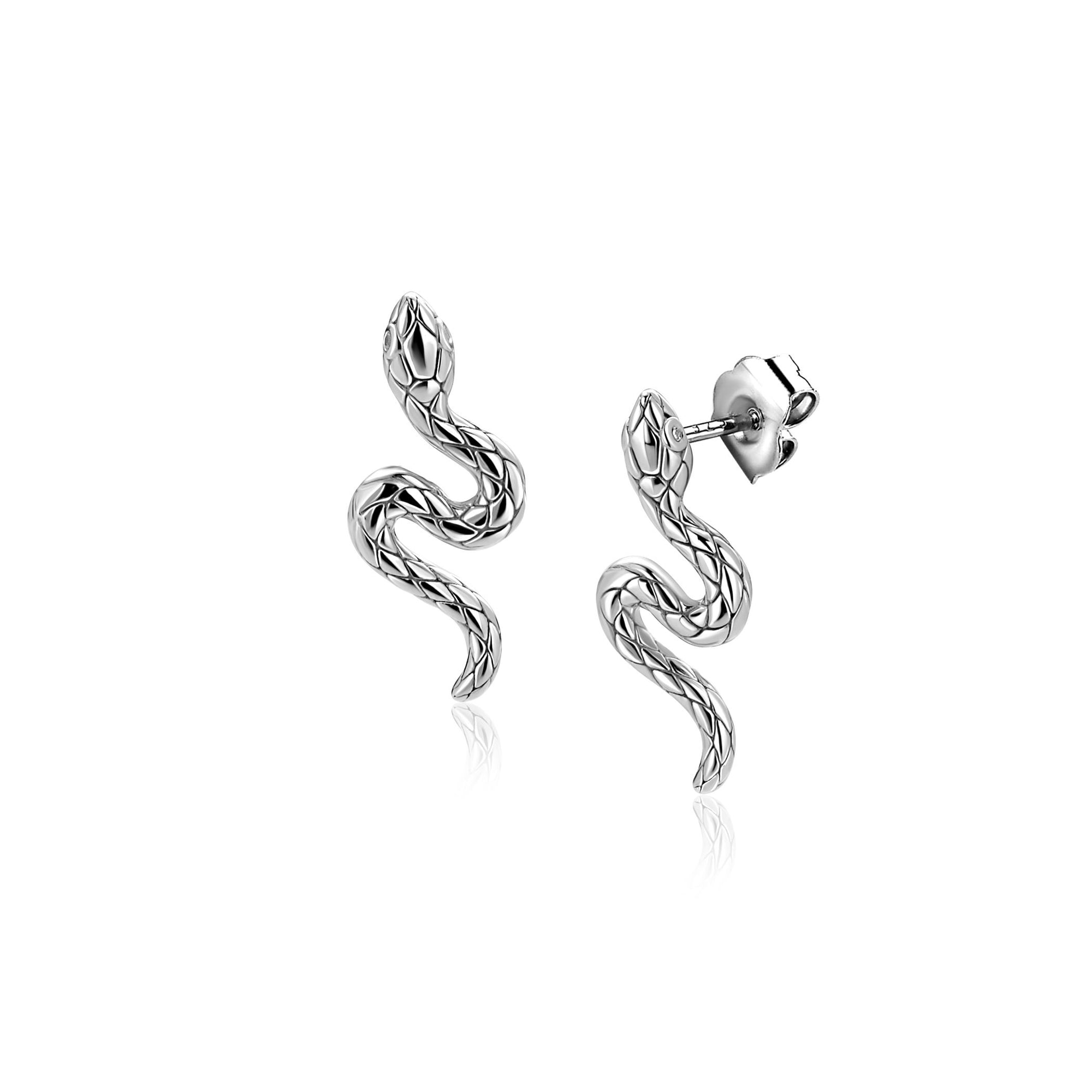 ZINZI zilveren oorstekers slang met zirkonia-ogen 18mm ZIO2721 - PansiteNederland.nl