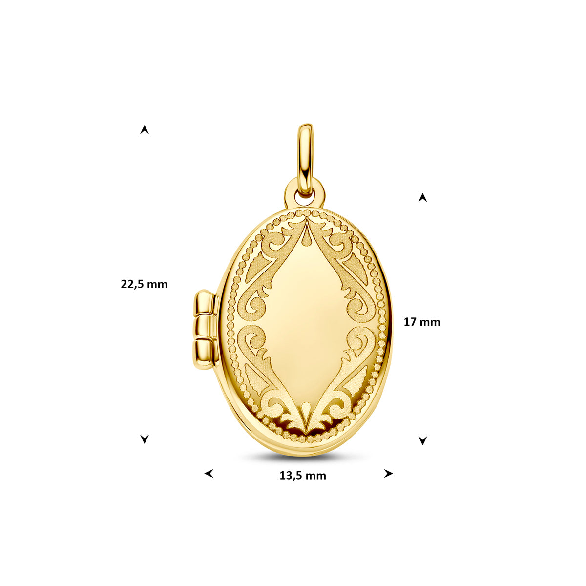 Hanger medaillon ovaal gravure 14K geelgoud 17 mm