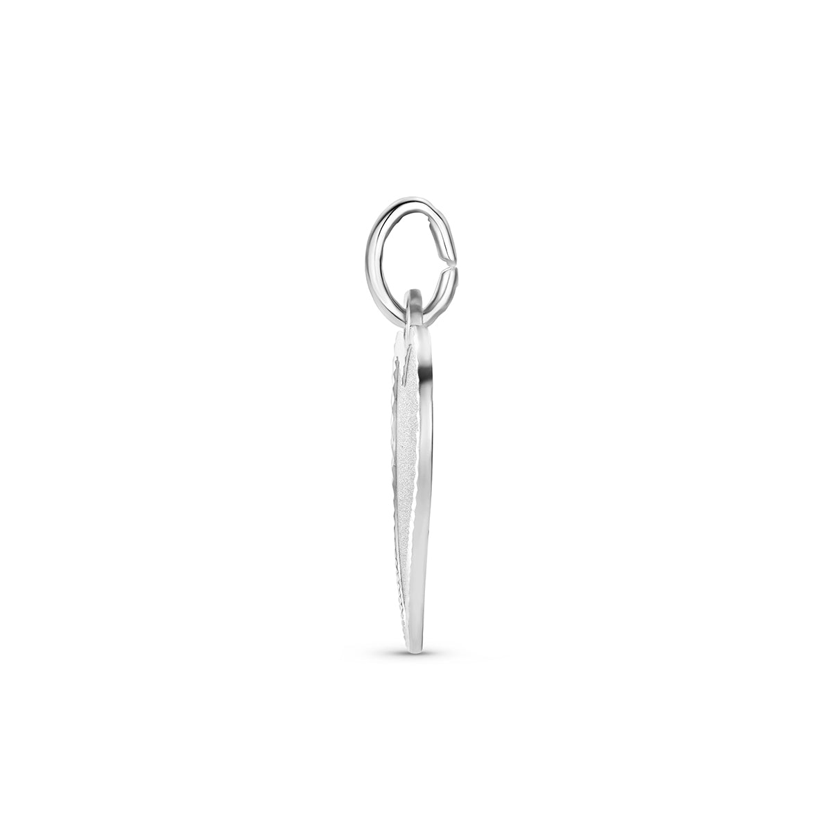 Graveerhanger hart poli/mat gediamanteerd zilver gerhodineerd 14 mm