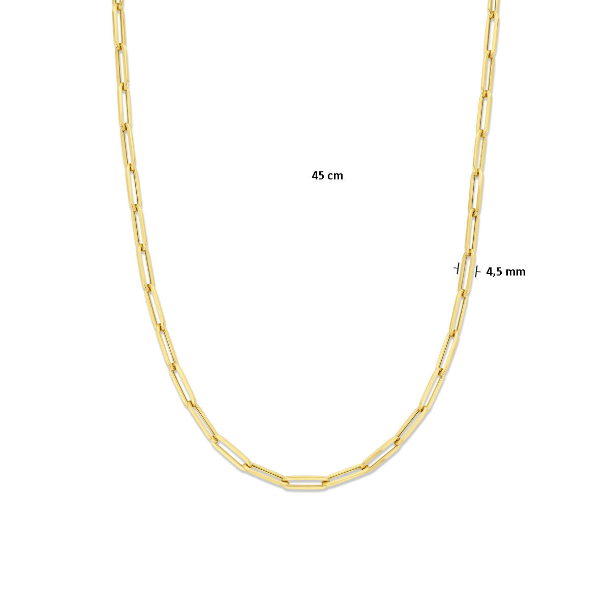 Fantasy Collection Collier paperclip vierkante buis 4,5 mm 45 cm 14K geelgoud