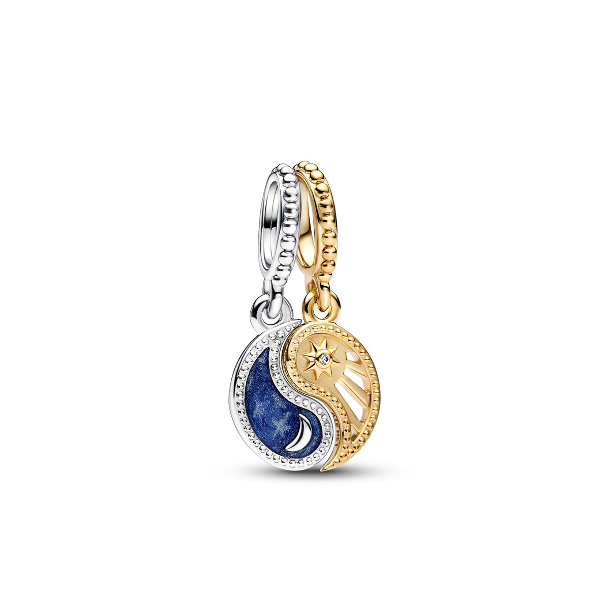 Pandora Tweekleurige Deelbare Zon & Maan Hangende Bedel bicolor zilver en goudverguld