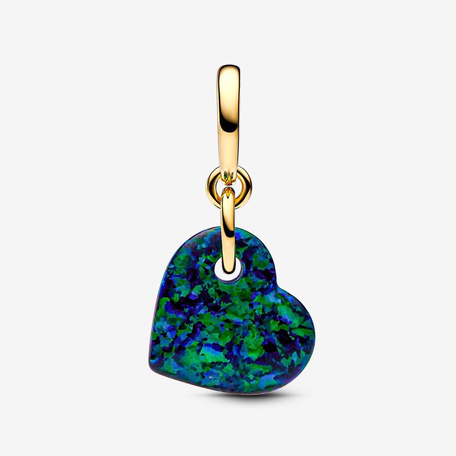 Pandora Opalescent Groen Hart Hangende Bedel goudverguld - 763348C01