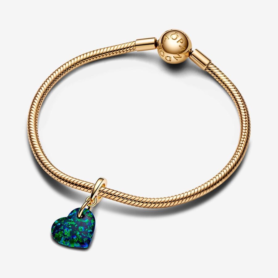 Pandora Opalescent Groen Hart Hangende Bedel goudverguld - 763348C01