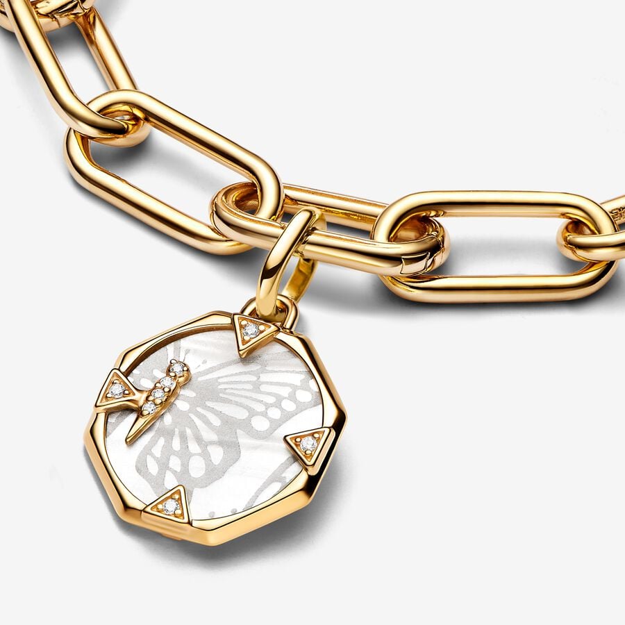 Pandora ME Parelmoeren Vlinder Medaillonbedel goudverguld medallion - 763366C01