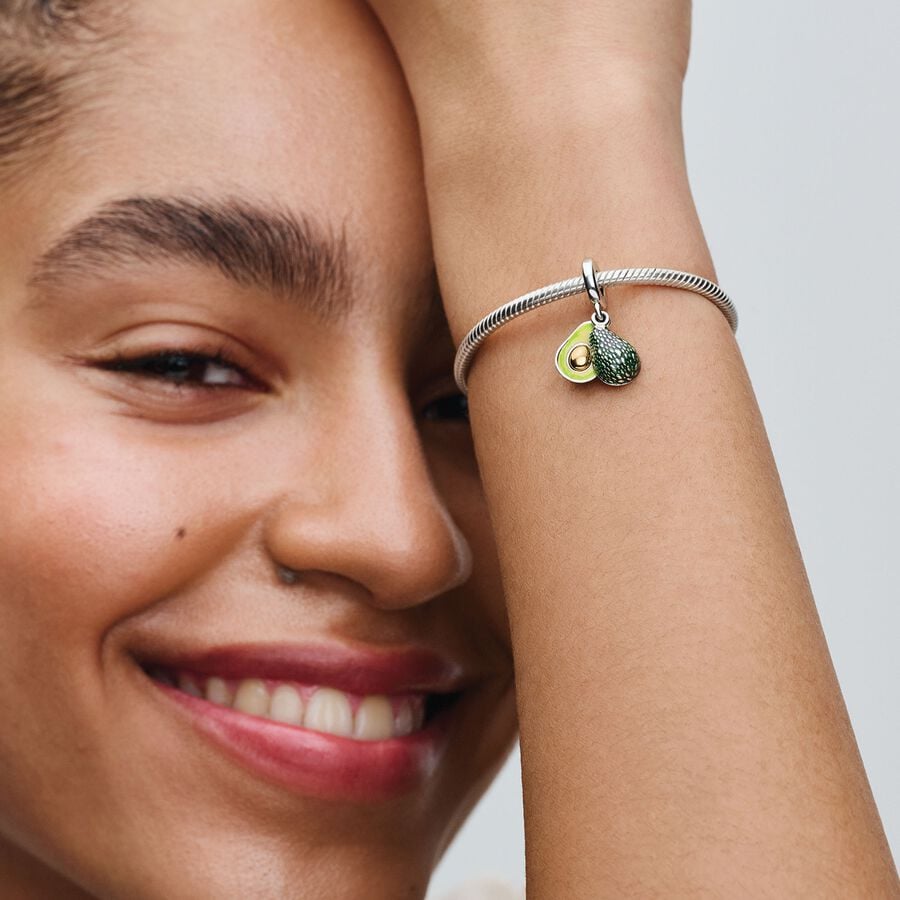 Pandora Avocado Dubbele Hangende Bedel bicolor zilver en goudverguld - 763405C01