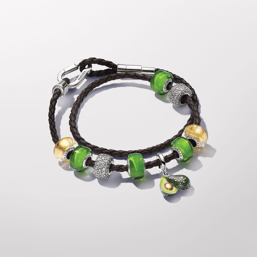 Pandora Avocado Dubbele Hangende Bedel bicolor zilver en goudverguld - 763405C01