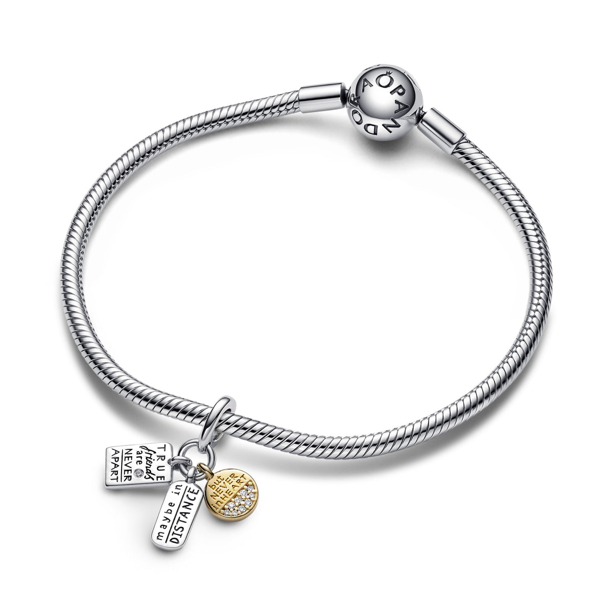 Pandora Vriendschap Driedubbele Hangende Bedel bicolor zilver en goudverguld 763436C01