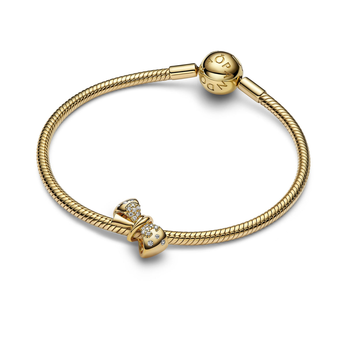 Pandora Sprankelende bedel met strik goudverguld 763442C01
