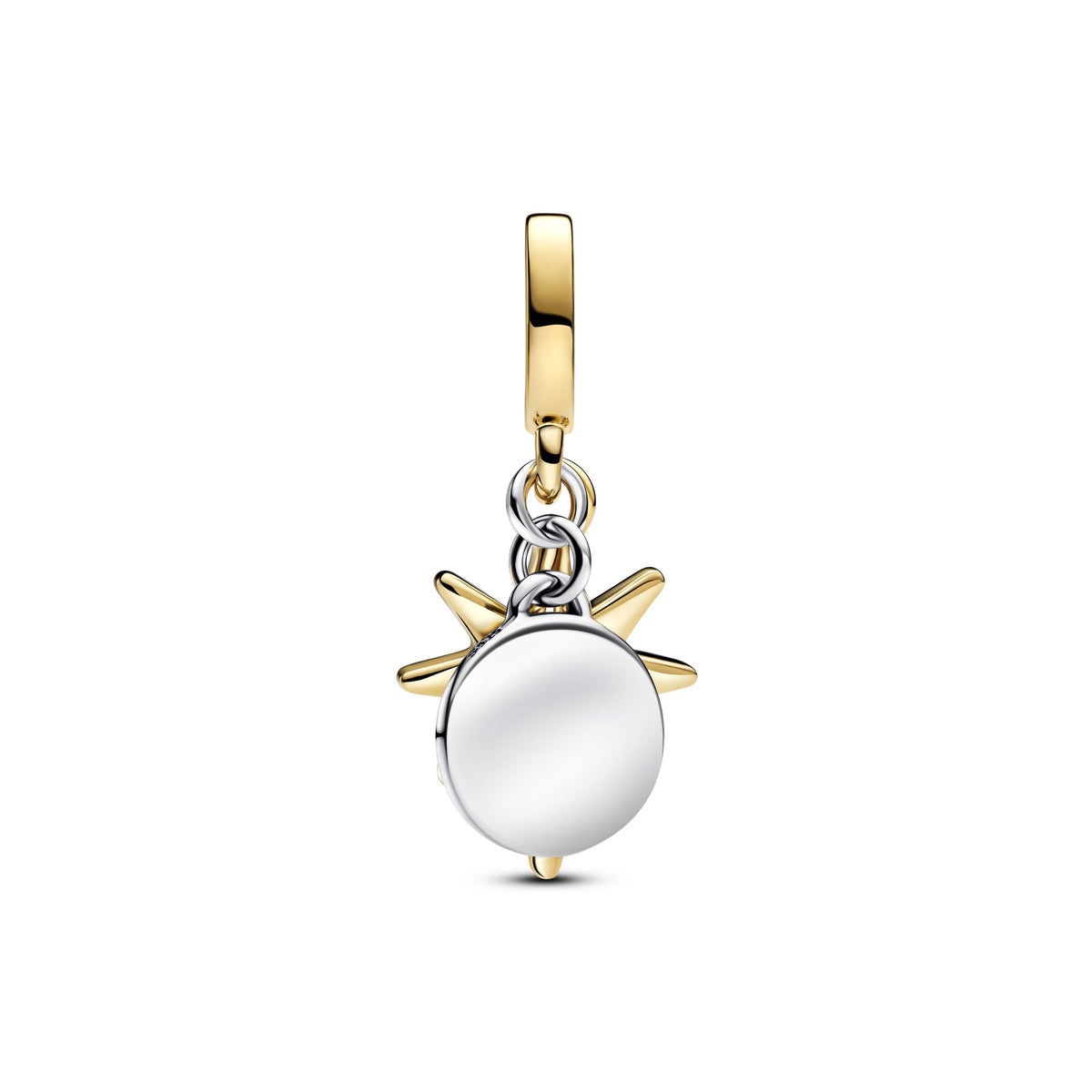 Pandora Hangende bedel met graveerbare poolster van in het laboratorium gekweekte diamant bicolor zilver en goudverguld 763588C01