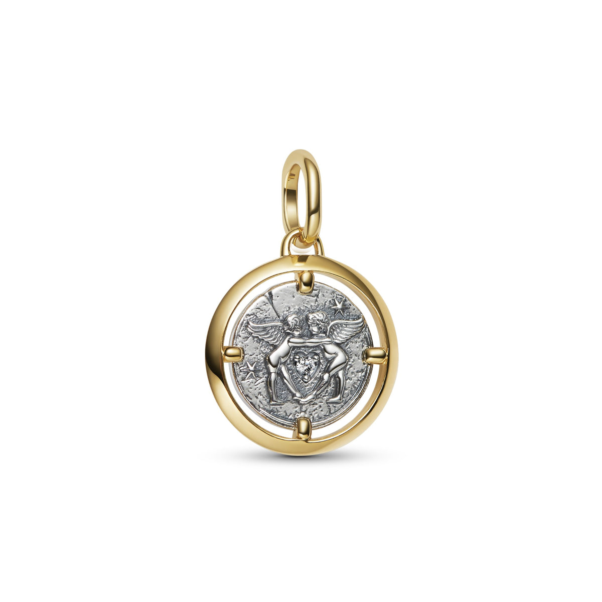 Pandora Medaillonbedel Cupido bicolor zilver en goudverguld