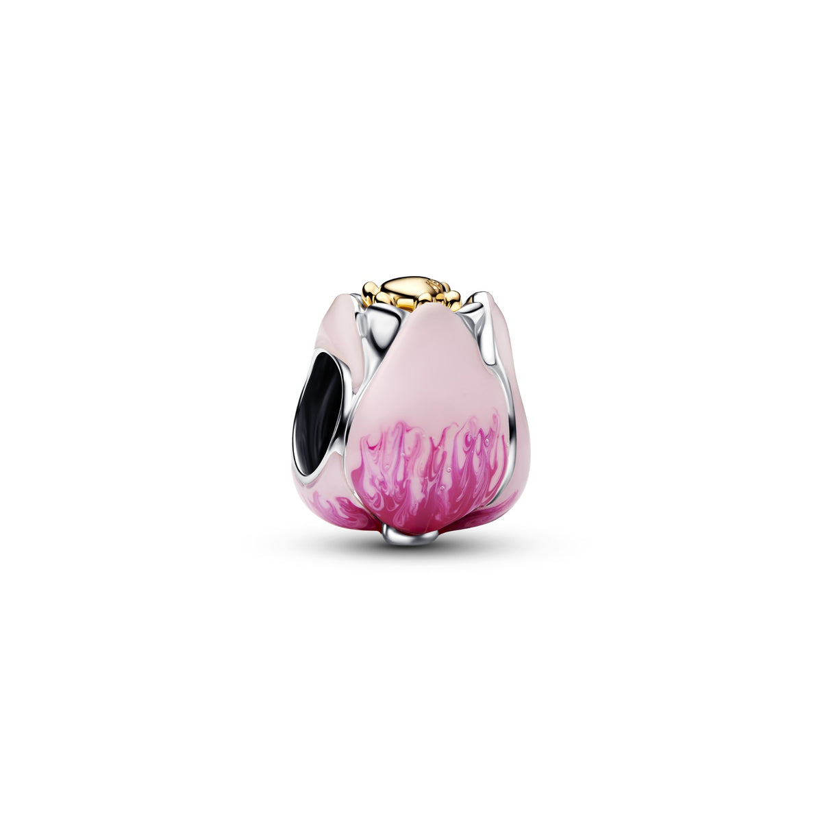 Pandora Roze Tulp Bedel bicolor zilver en goudverguld