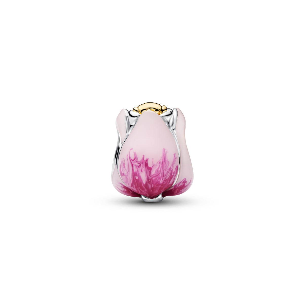 Pandora Roze Tulp Bedel bicolor zilver en goudverguld 764352C01