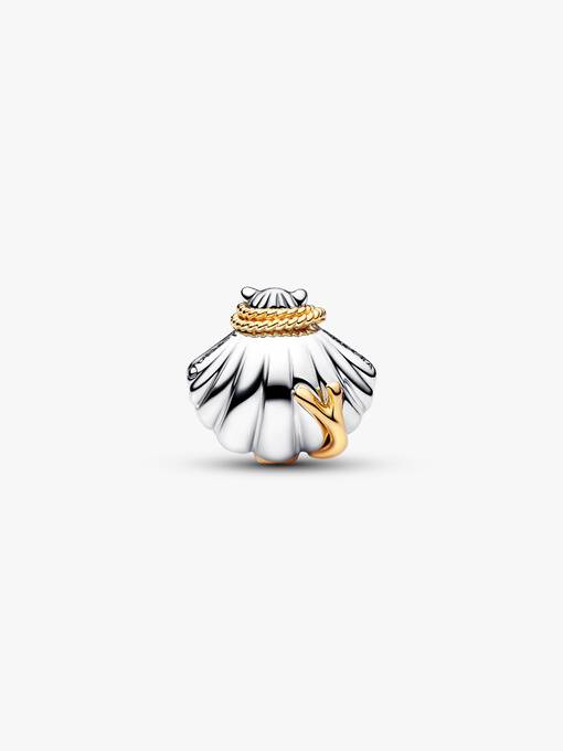 Pandora Disney Prinsessen Ariel Schelp Lab-grown Diamant Tweekleurige Bedel bicolor zilver en goudverguld 764403C01
