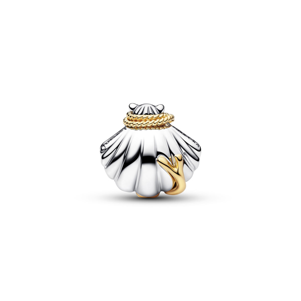 Pandora Disney Prinsessen Ariel Schelp Lab-grown Diamant Tweekleurige Bedel bicolor zilver en goudverguld 764403C01