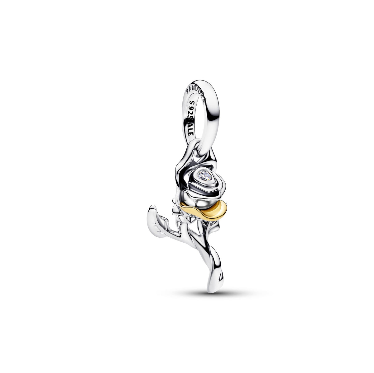 Pandora Disney Belle Roos Hangende Bedel met Lab-grown Diamant bicolor zilver en goudverguld