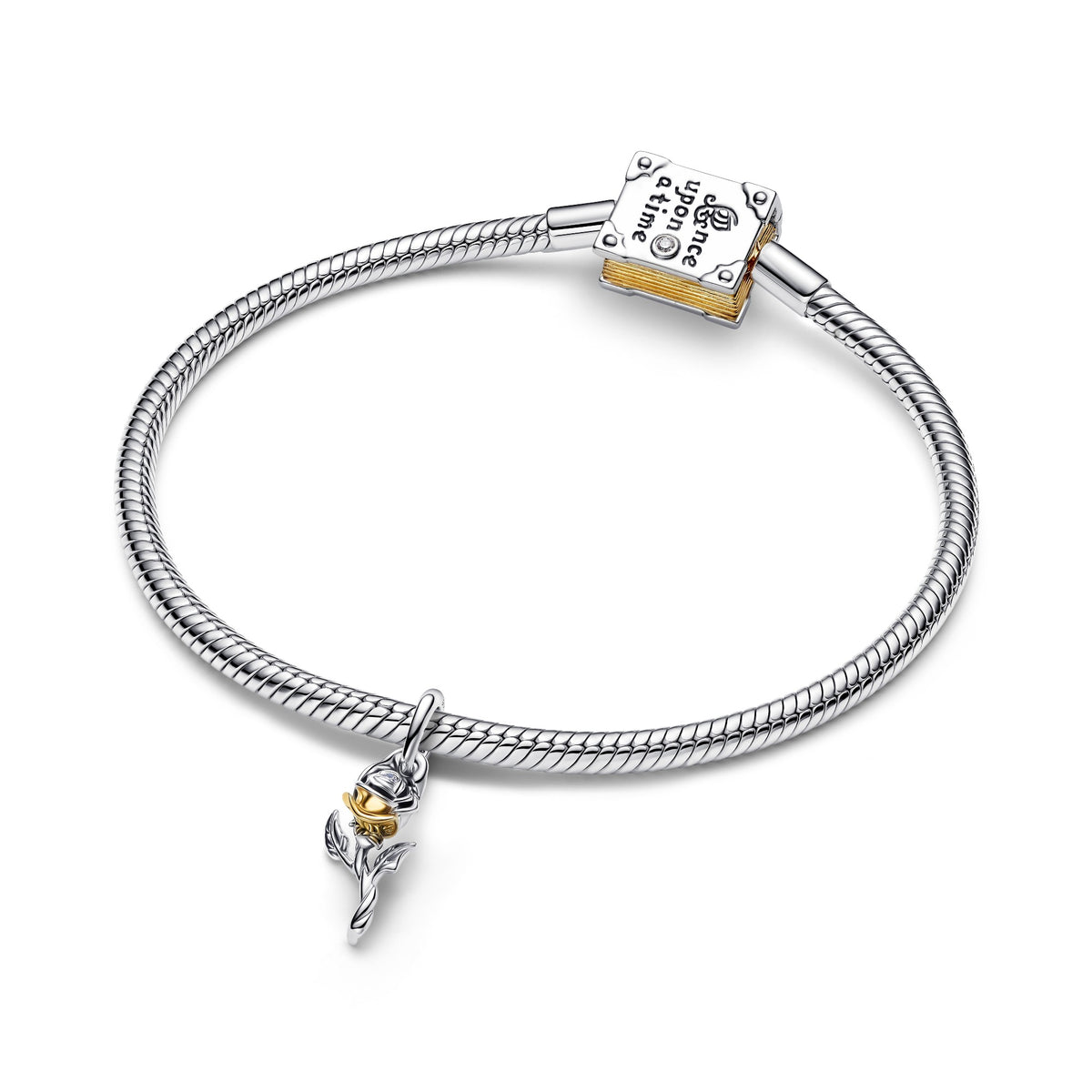 Pandora Disney Belle Roos Hangende Bedel met Lab-grown Diamant bicolor zilver en goudverguld