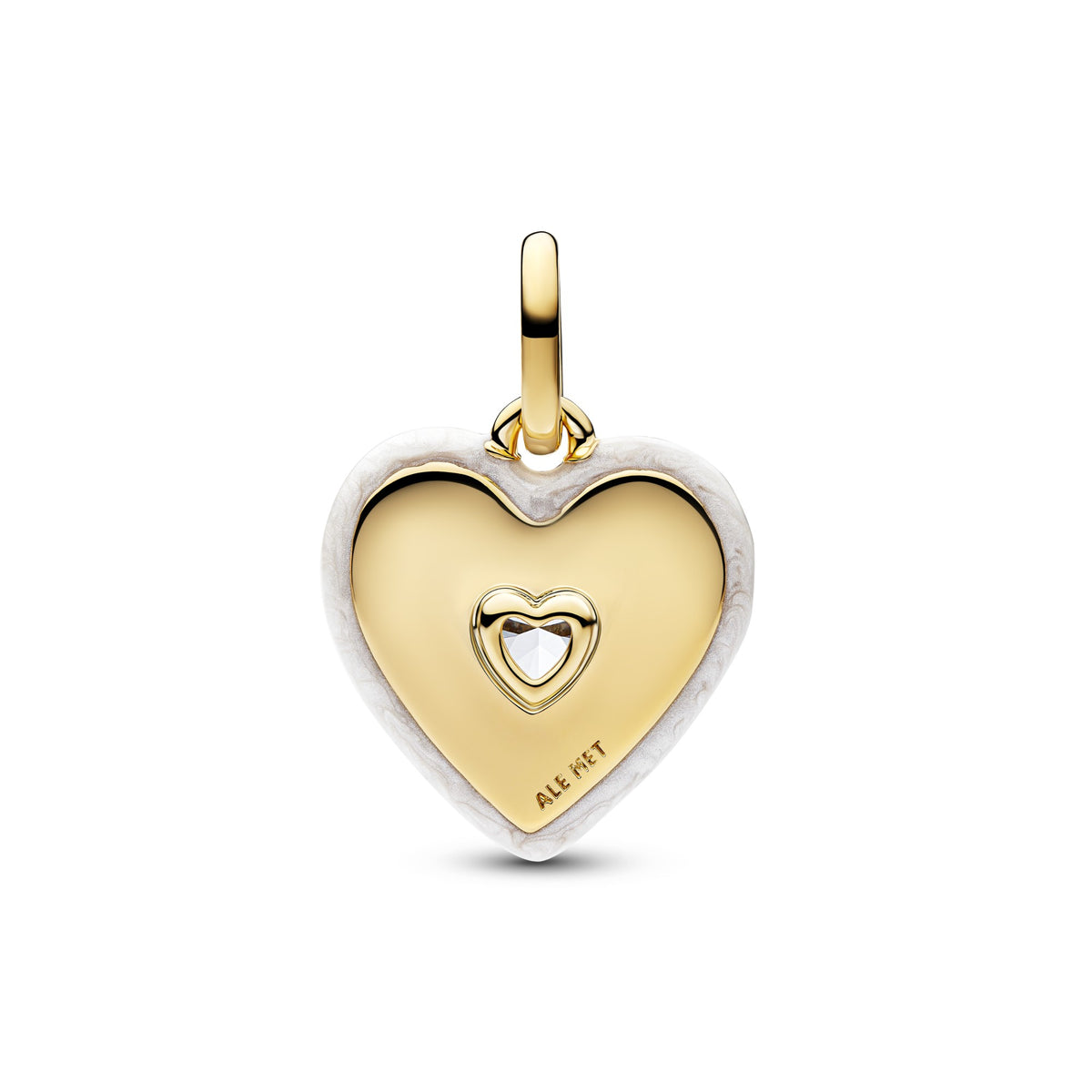 Pandora Stralend Wit Hart Medaillonbedel goudverguld 764409C01