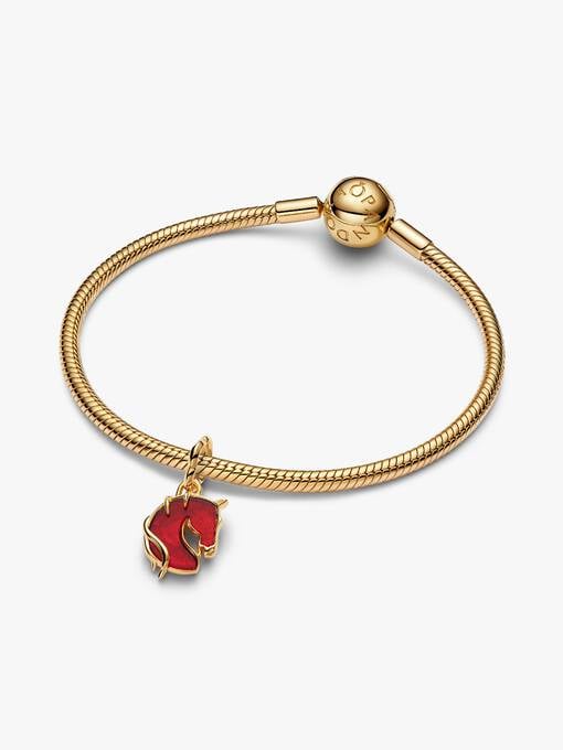 Pandora Rood Vuur Paard Muranoglazen Hangende Bedel goudverguld - 764431C01