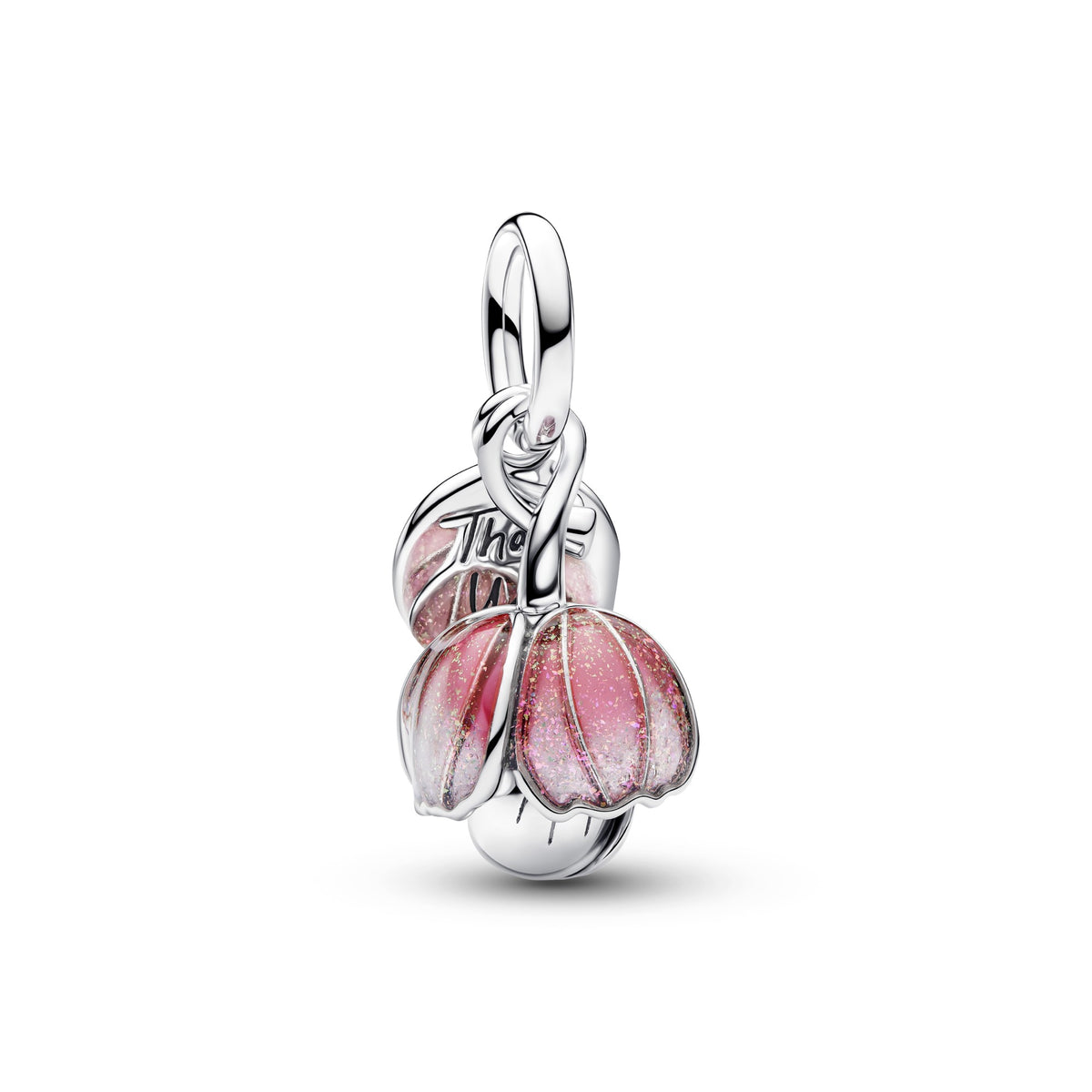 Pandora Tweekleurige Bloeiende Bloem Hangende Bedel bicolor zilver en goudverguld
