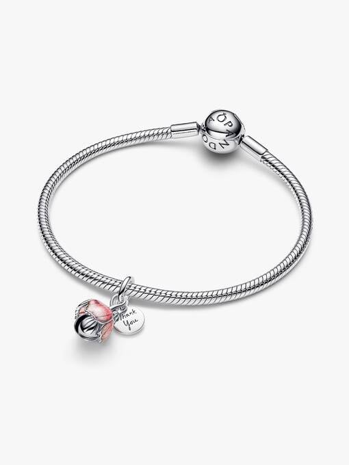 Pandora Tweekleurige Bloeiende Bloem Hangende Bedel bicolor zilver en goudverguld - 764453C01