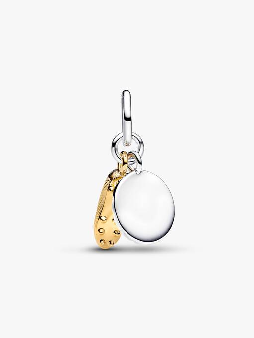 Pandora Voetbalschoen Dubbele Hangende Bedel bicolor zilver en goudverguld 764712C00