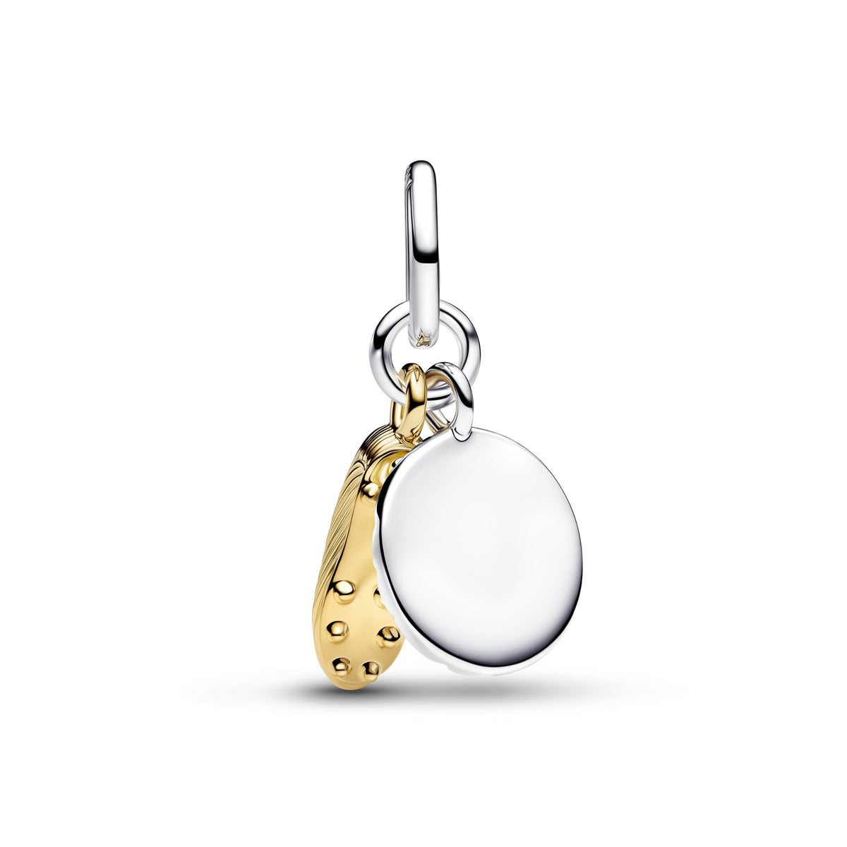 Pandora Voetbalschoen Dubbele Hangende Bedel bicolor zilver en goudverguld 764712C00