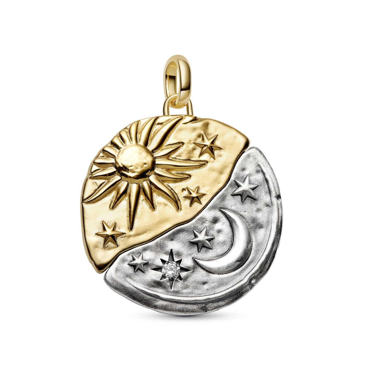 Pandora Zon en Maan Oversized Medaillonbedel bicolor zilver en goudverguld