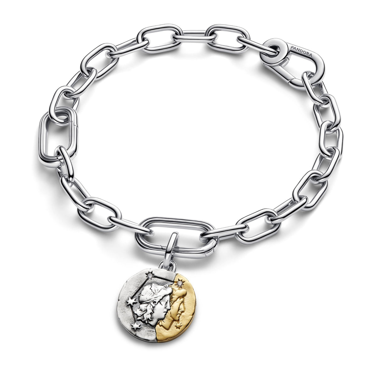 Pandora Dierenriem Tweeling Medaillonbedel bicolor zilver en goudverguld 764989C01