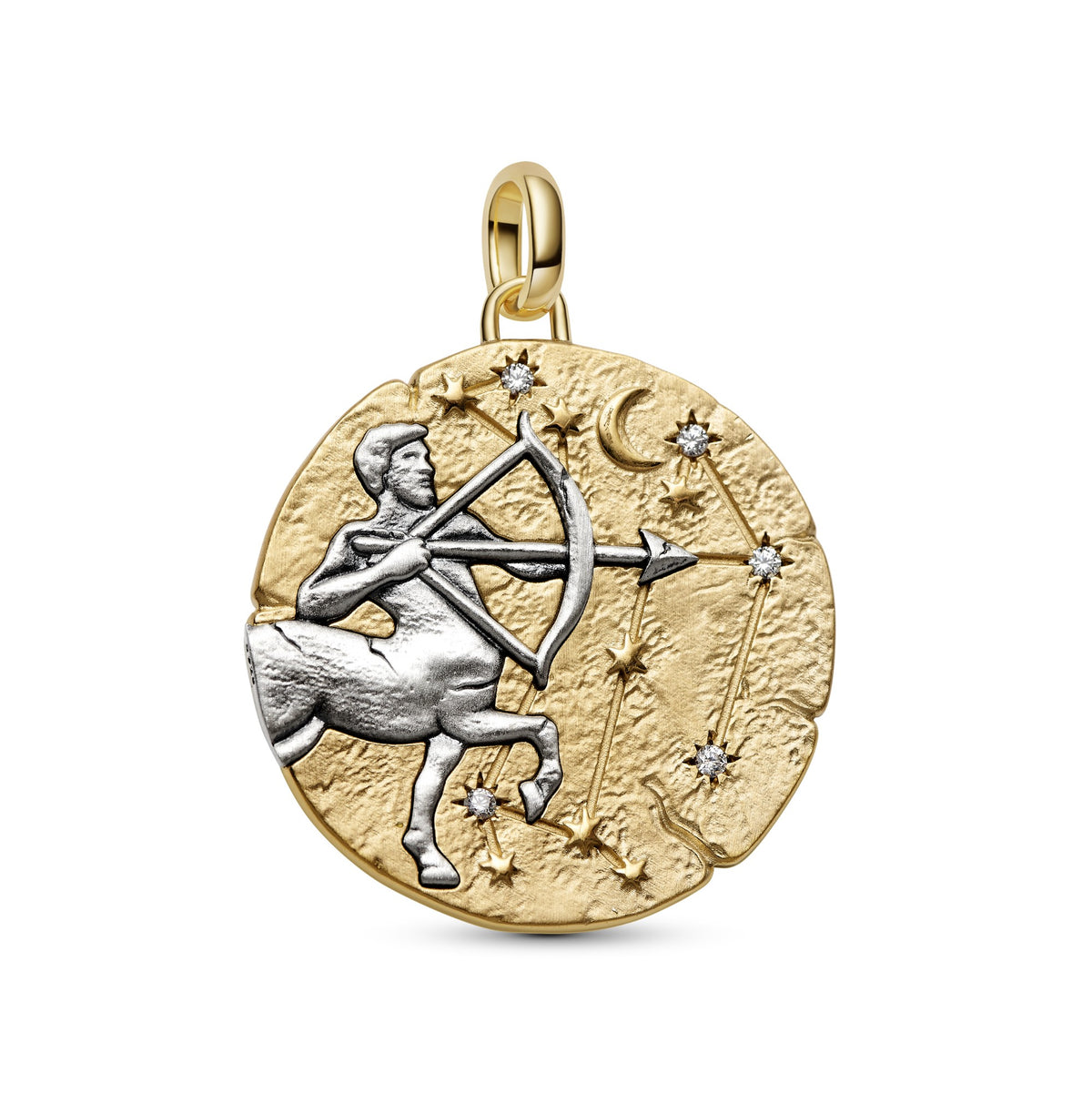 Pandora Boogschutter Dierenriem Oversized Medaillonbedel bicolor zilver en goudverguld