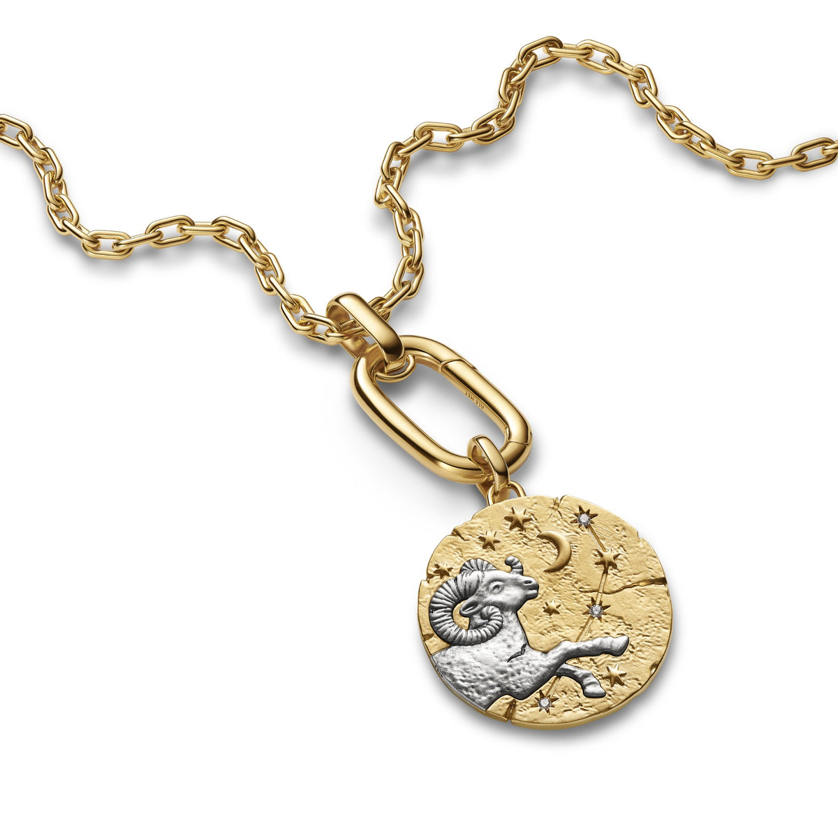Pandora Ram Dierenriem Oversized Medaillonbedel bicolor zilver en goudverguld 764997C01
