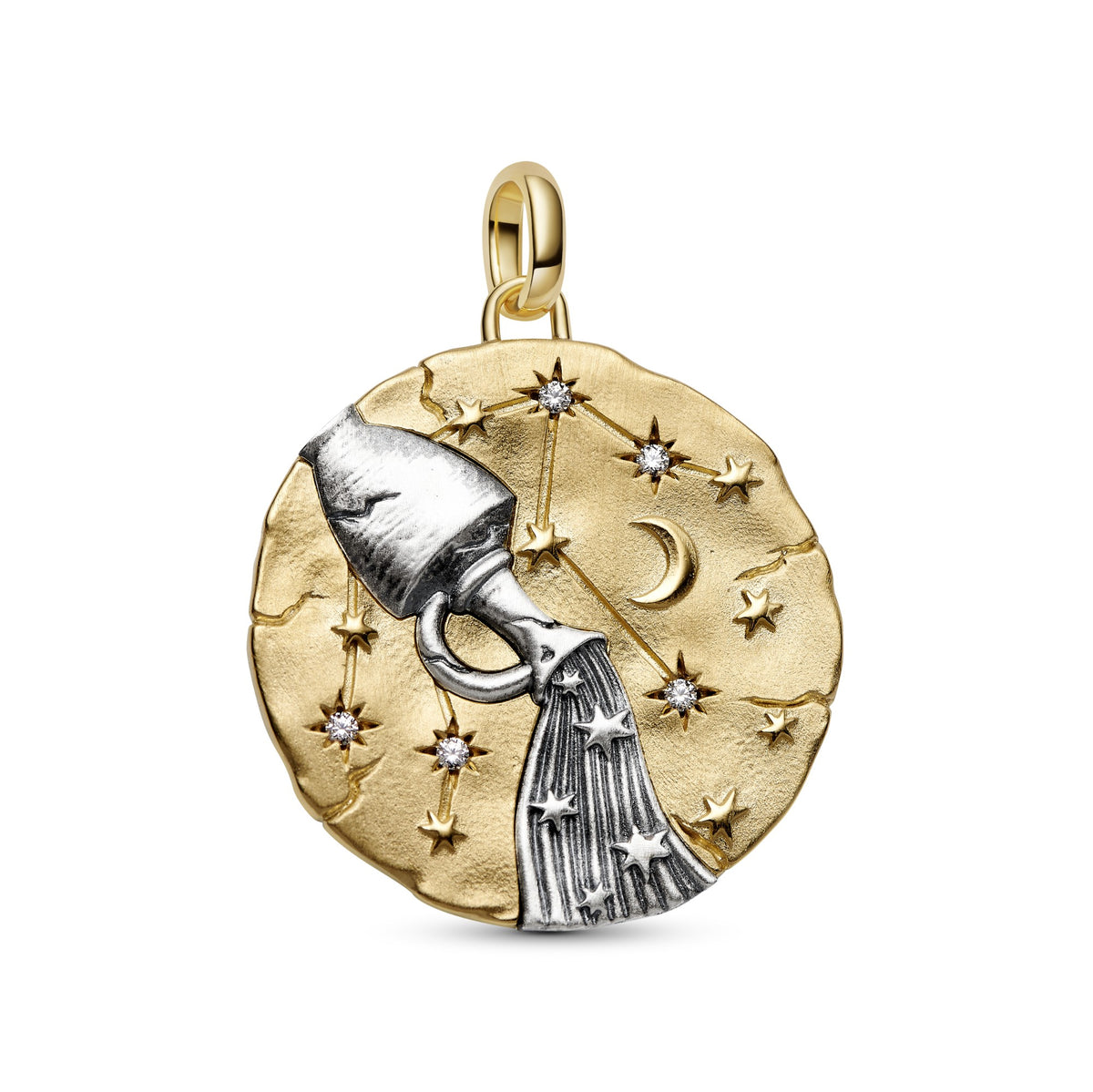 Pandora Waterman Dierenriem Oversized Medaillonbedel bicolor zilver en goudverguld