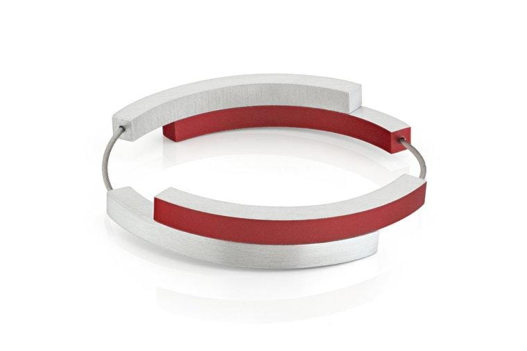 Clic Vier Bogen Rood Armband 10 mm verguld - A32R