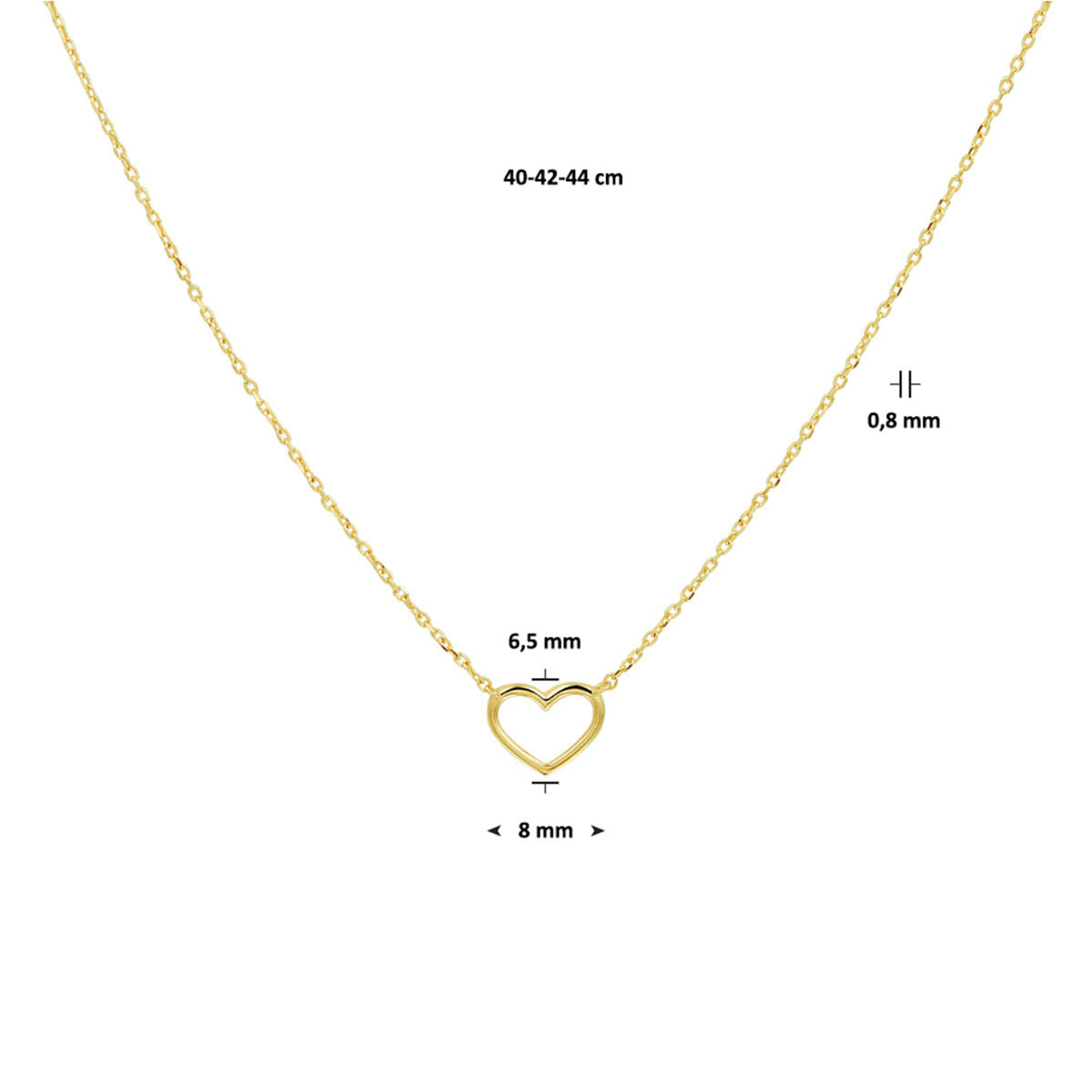 Fantasy Collection Collier hart 40 - 42 - 44 cm 14K geelgoud