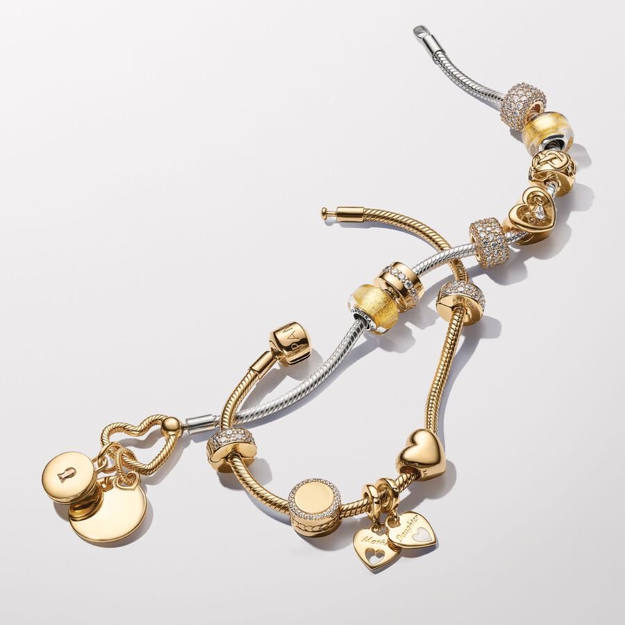 Pandora Double Heart Split Dangle Charm goudverguld - 769187C01