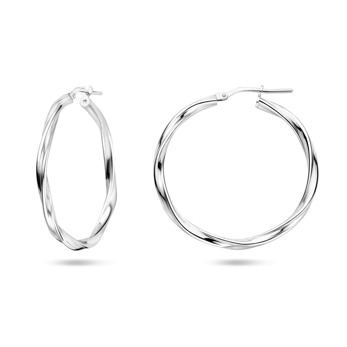 Fantasy Collection Oorbellen gedraaid 2,0 mm zilver