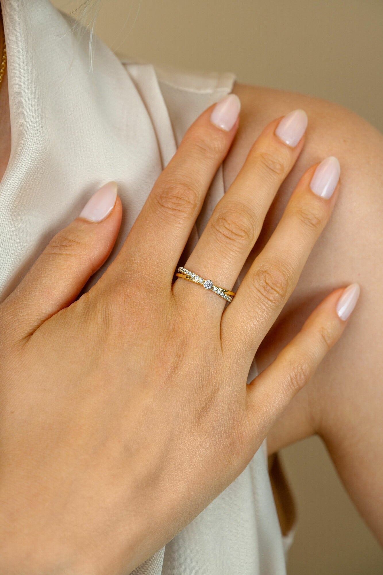 ZINZI Verguld Zilveren Ring met Witte Zirkonia - ZIR2725Y