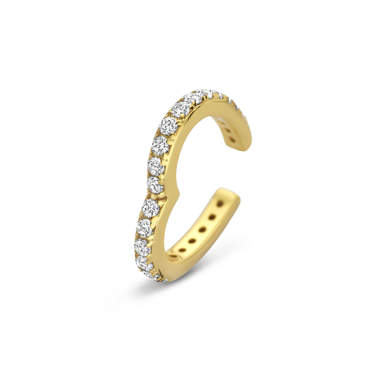 Fantasy Collection Ear cuff hartje zirkonia 13,5 mm zilver verguld oorbellen
