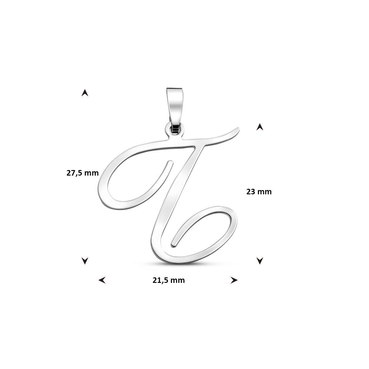 Hanger sierletter T 23 mm zilver #Letter_T
