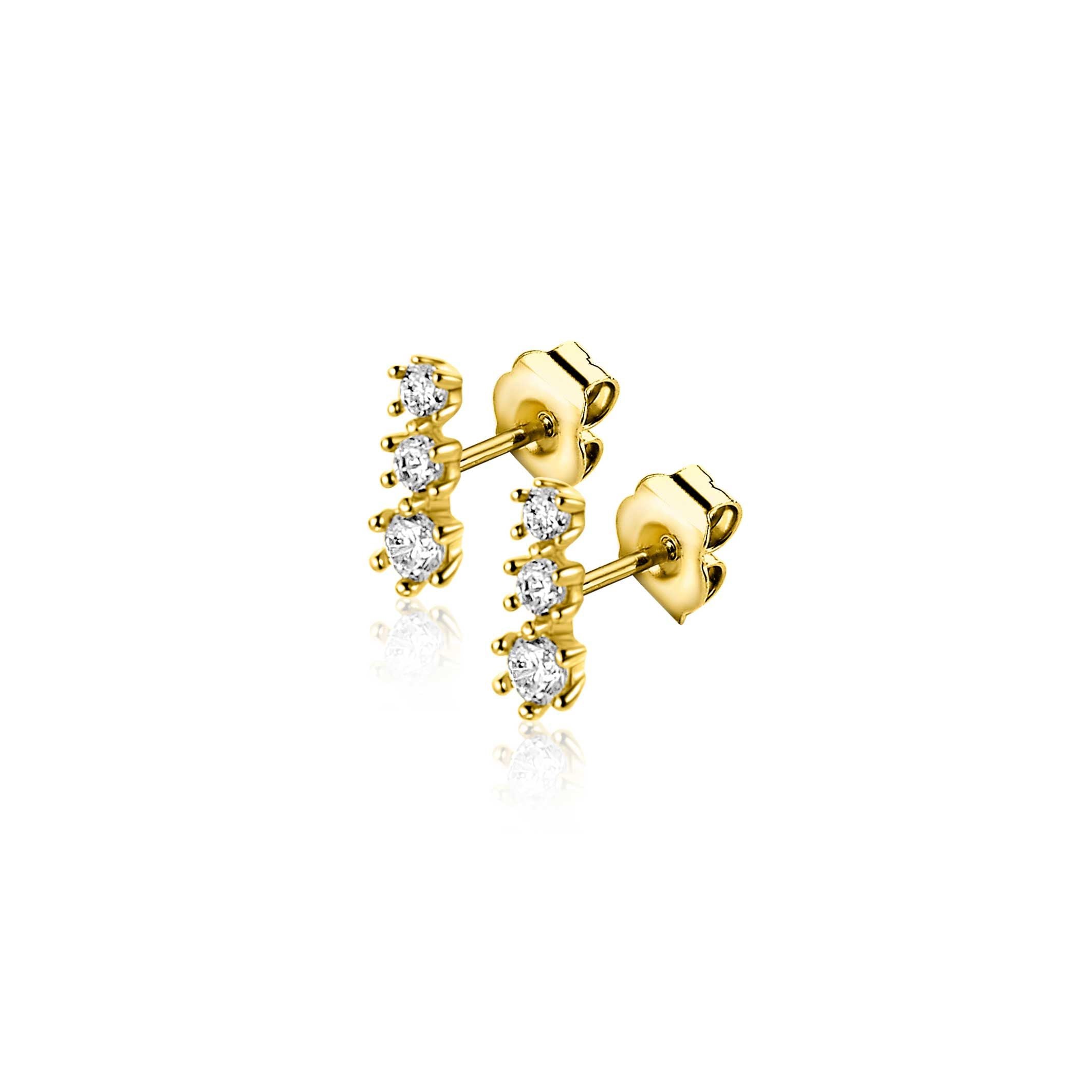 ZINZI 14K Gouden Oorknoppen met Witte Zirkonia ZGO543 oorbellen