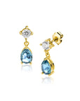 ZINZI gold plated zilveren oorstekers blauwe peer en wit ronde zetting 16mm ZIO2744 - PansiteNederland.nl