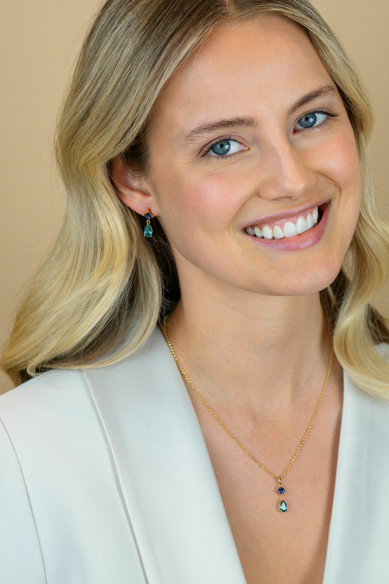 ZINZI Verguld Zilveren Ketting met Blauw, Wit Zirkonia - ZIC2745