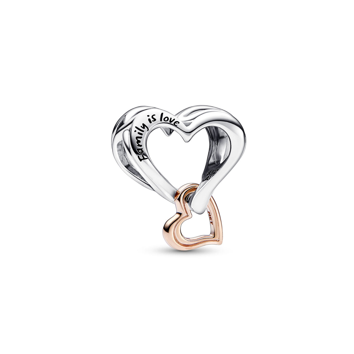 Pandora Tweekleurige Opengewerkte Oneindigheid Hart Bedel bicolor zilver en roségoudverguld