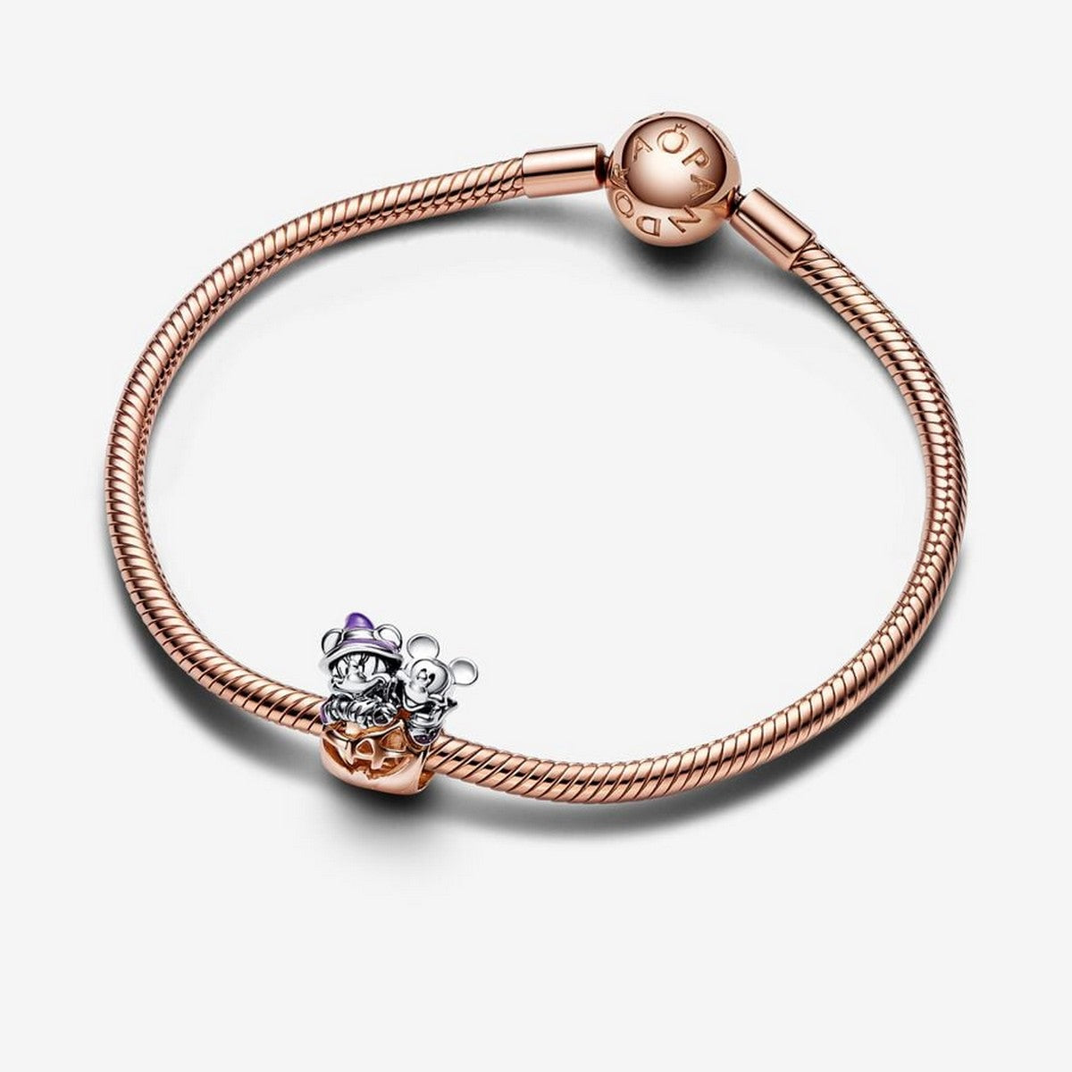 Pandora Disney Mickey Mouse & Minnie Mouse Halloween Pompoen Bedel bicolor zilver en roségoudverguld - 782816C01