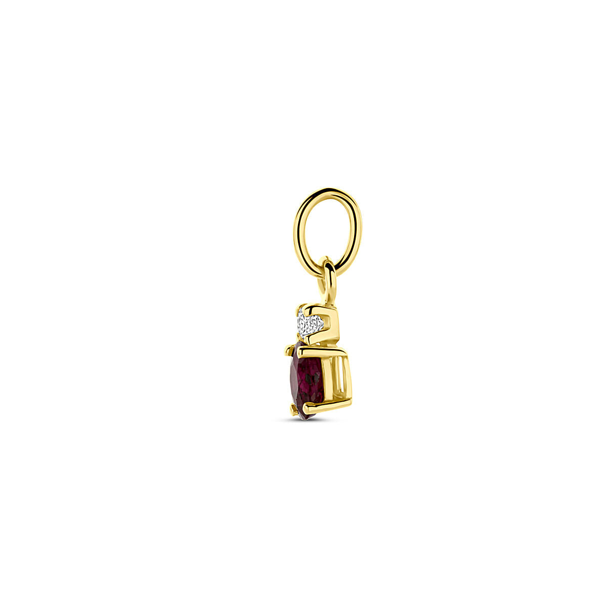 Fantasy Collection Hanger robijn en zirkonia 12 mm 14K geelgoud