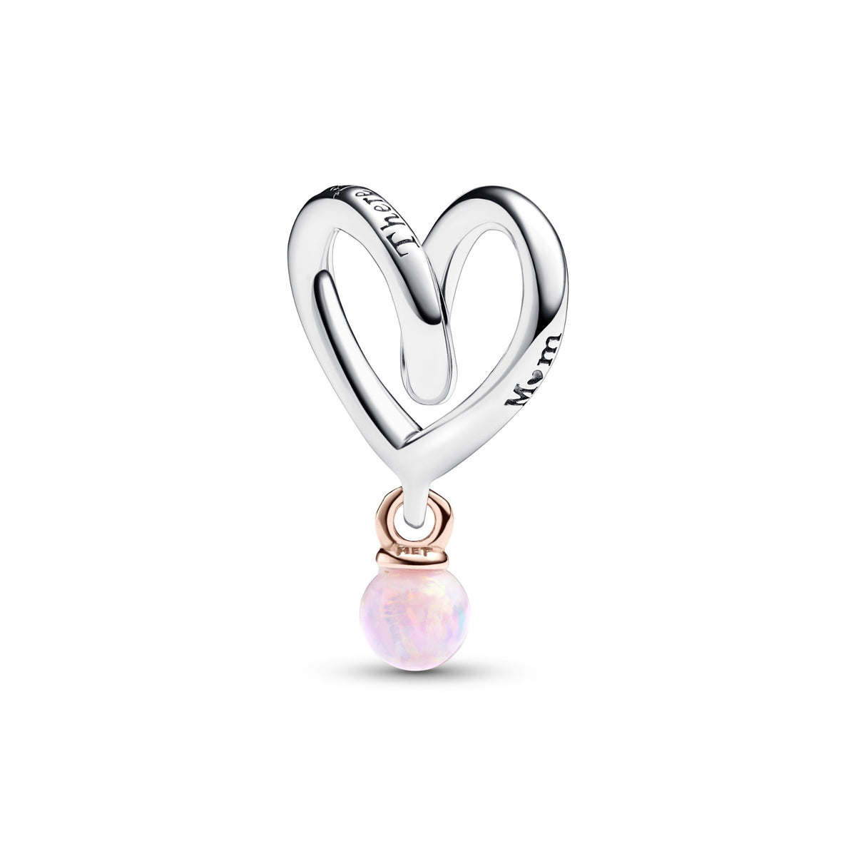 Pandora Tweekleurig Gedraaid Hartbedel bicolor zilver en roségoudverguld