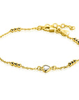 ZINZI gold plated zilveren schakelarmband met trio-bolletjes en drie hartvormige zirkonia's 17-20cm ZIA2679 - PansiteNederland.nl