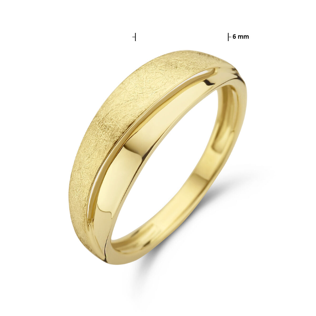 Ring poli/mat 14K geelgoud