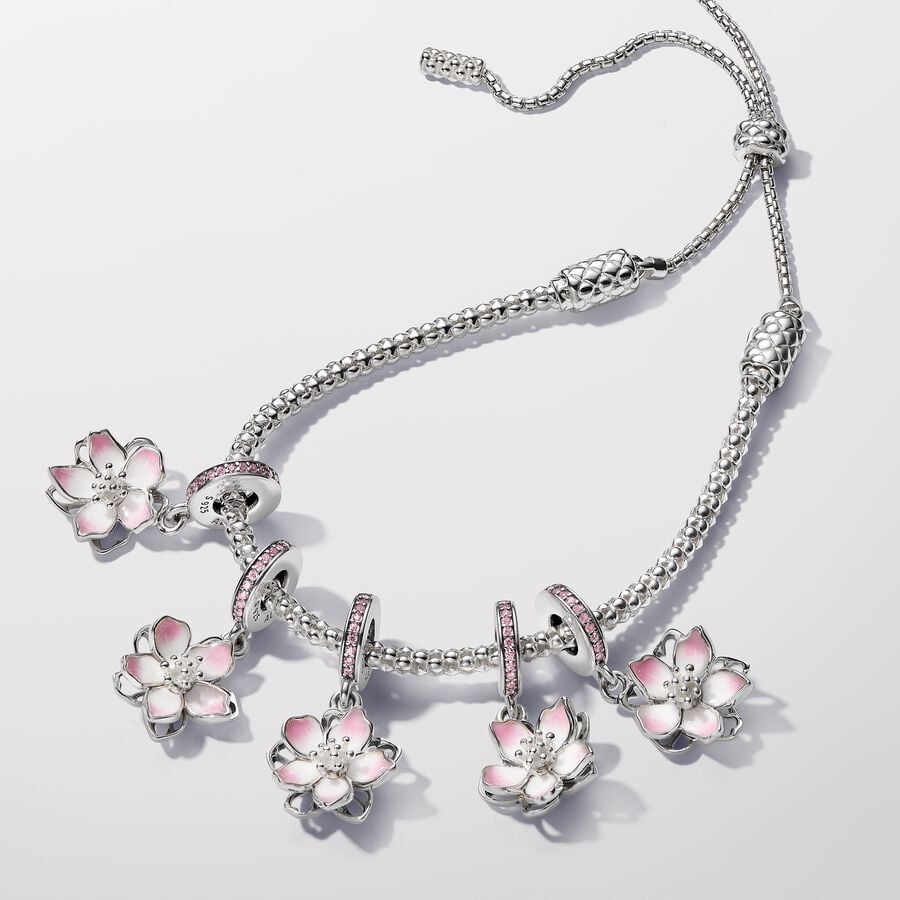 Pandora Kersenbloesem Hangende Bedel zilver - 790667C01