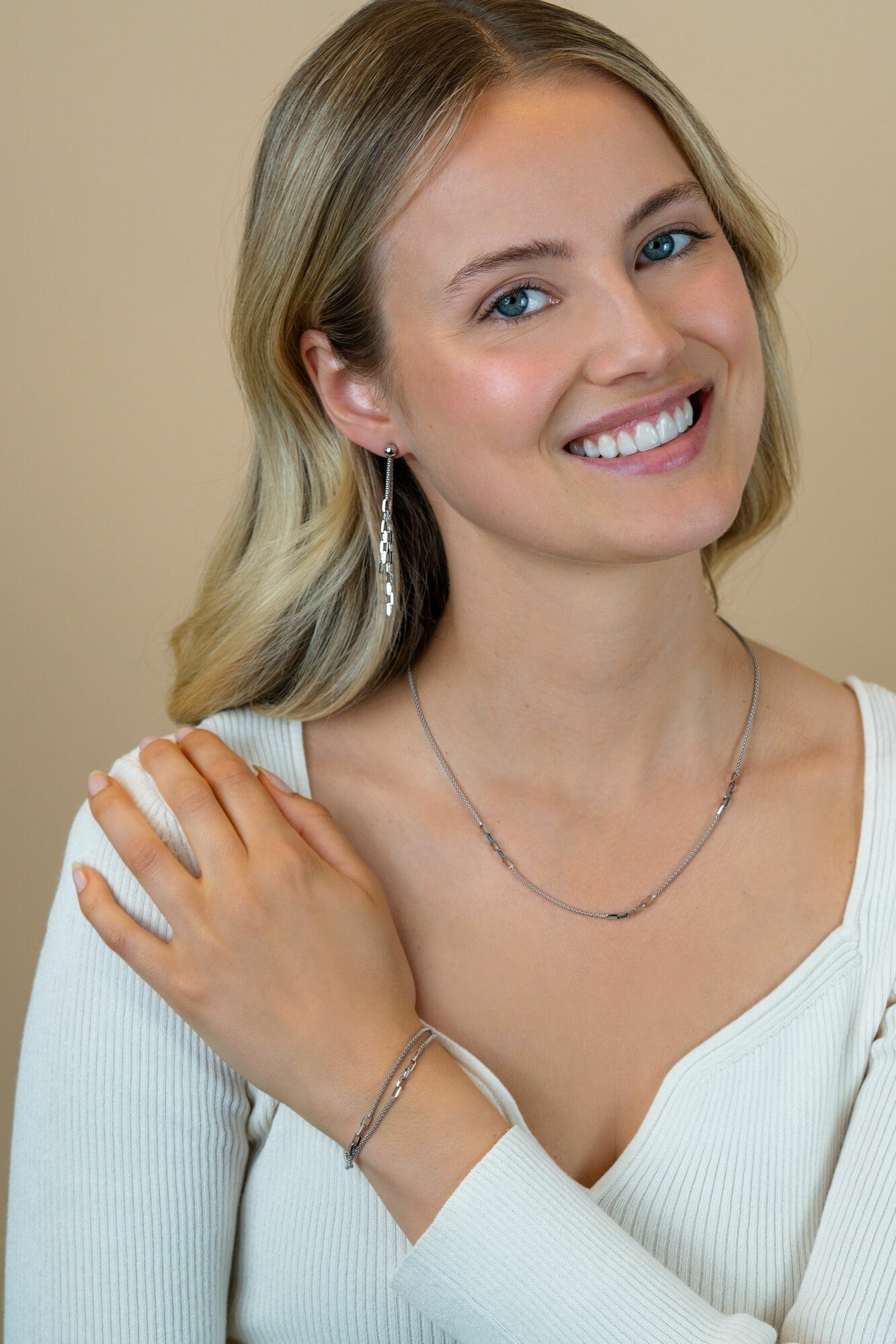 ZINZI zilveren multi-look oorstekers met bungelende paperclip schakels 65mm ZIO2709 - PansiteNederland.nl