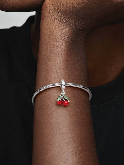 Pandora Asymmetrical Cherry Fruit Dangle Charm zilver - 791583C01